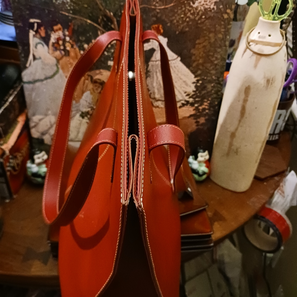 Wilson's VINTAGE Red Leather Large Bag.👜NEW Size L.16"×H.12",Nice Gift!🎁 - Picture 7 of 16